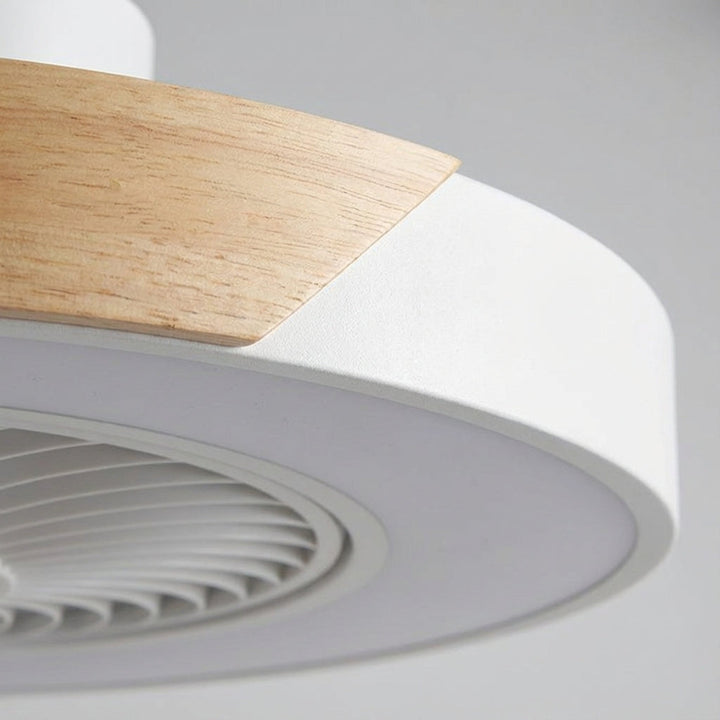 Bladeless Breezora silent ceiling fan with integrated LED light & remote control for modern home comfort.