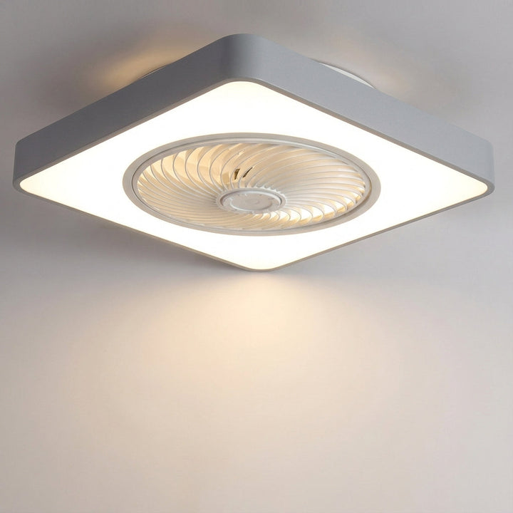 Quiet Breezora LED ceiling fan light, modern design with remote control for serene home comfort.