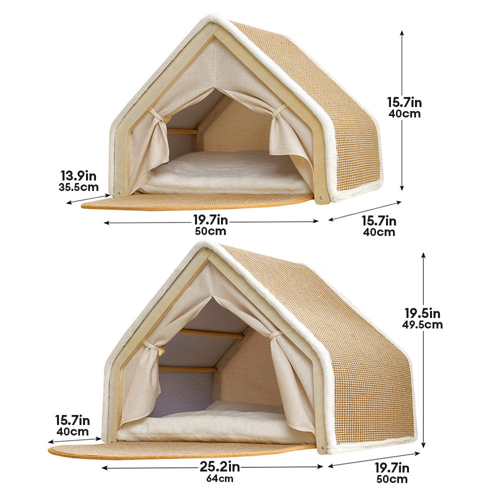 Innovative scratch tent for cats, combining a bed and scratching area
