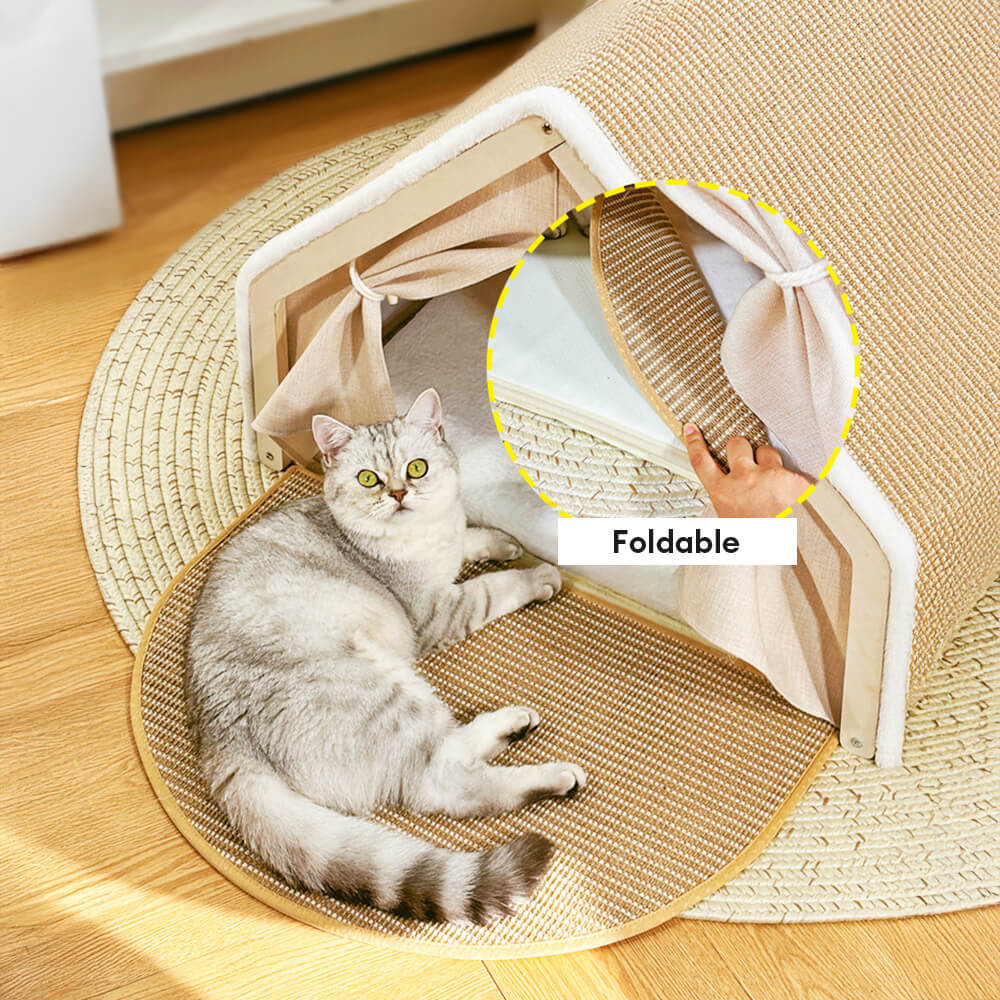 Contemporary cat furniture, a scratch tent offering comfort and playtime