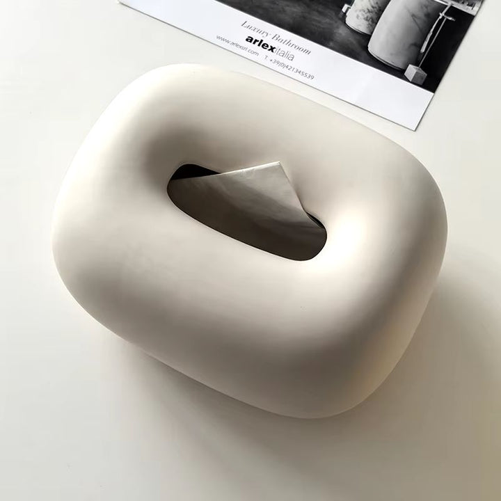 Sleek silver ceramic tissue box cover, modern design for elegant home and office decor.