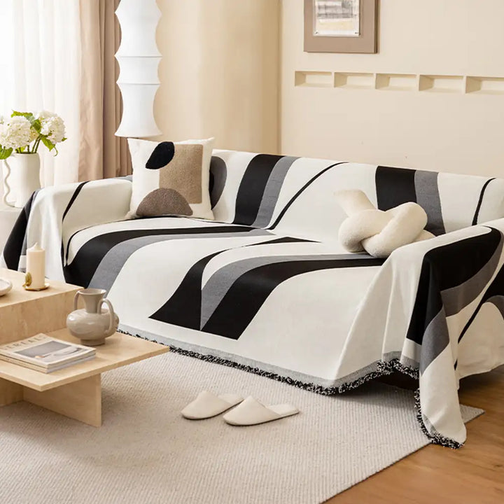 Stylish chenille sofa slipcover, all-season comfort, enhancing living room home decor