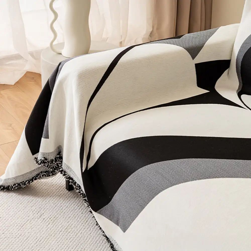 All-season chenille sofa cover in a contemporary living room setting, soft and protective