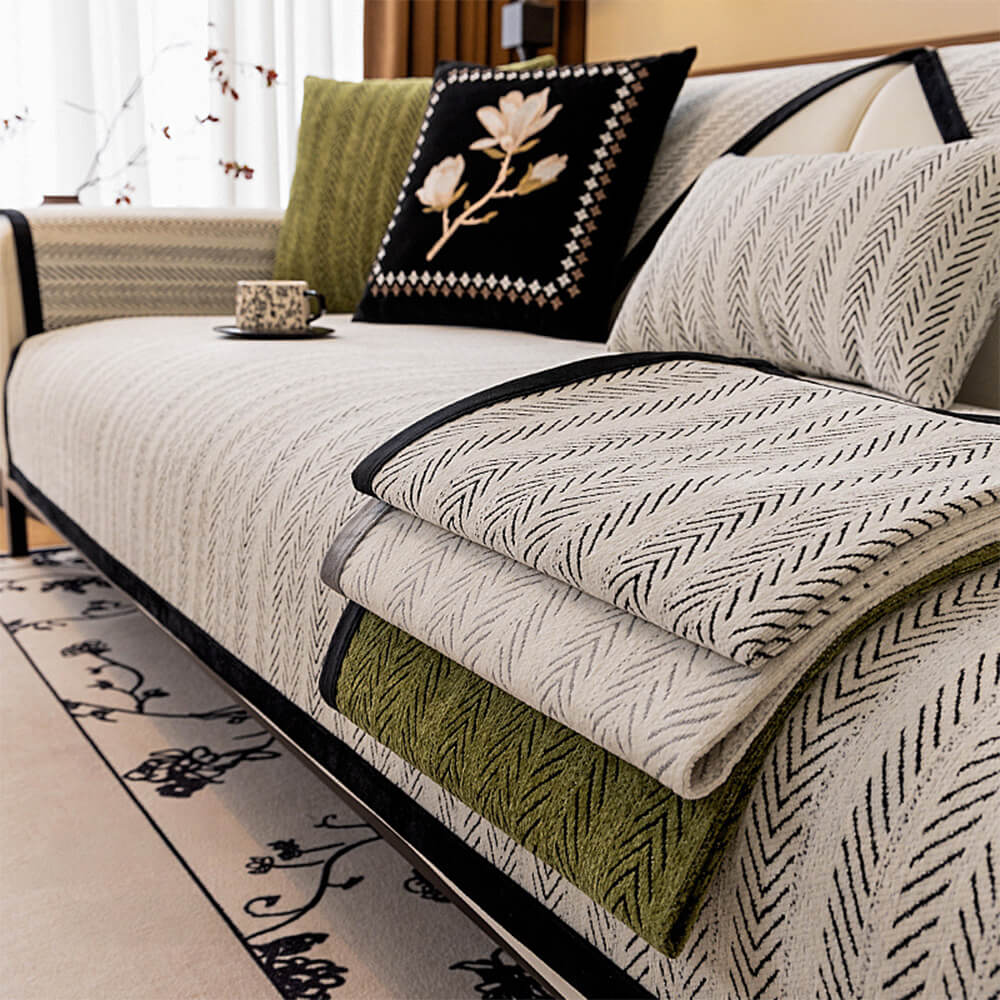 Soft chenille couch throw providing elegant furniture protection and a fresh home decor update.