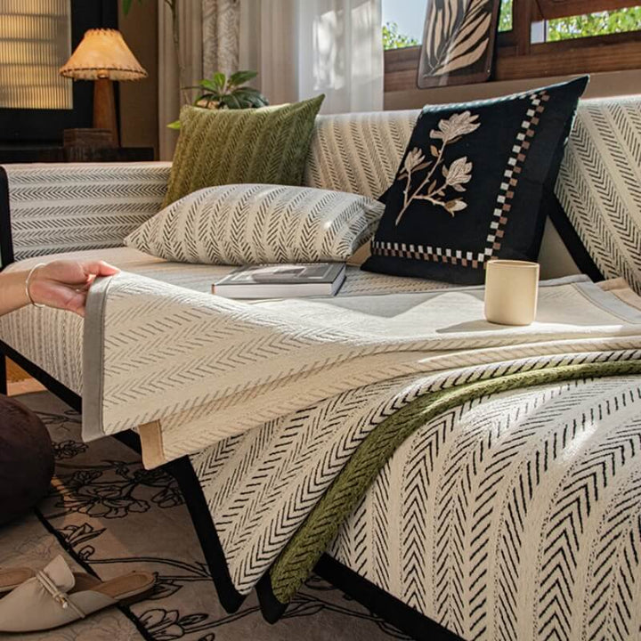 Washable chenille furniture cover in a contemporary style, offering anti-scratch protection.