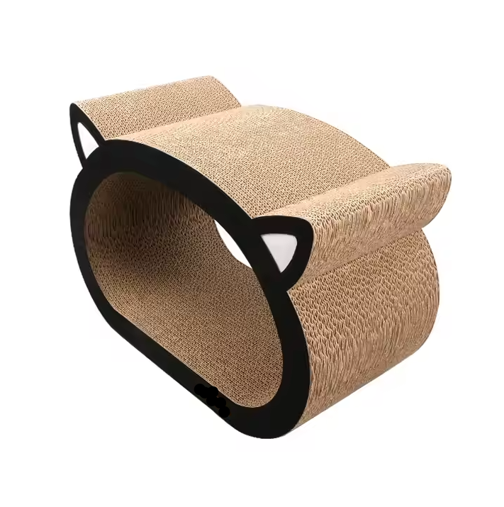 Feline scratcher and lounger crafted from eco-friendly corrugated cardboard, a versatile cat playground
