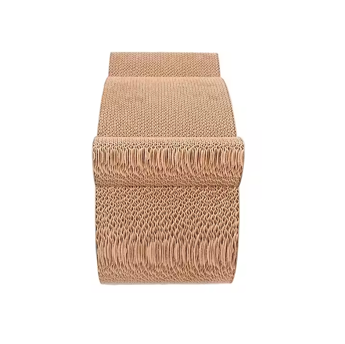 Elegant cat scratch pad and lounger, designed with durable corrugated cardboard for active felines