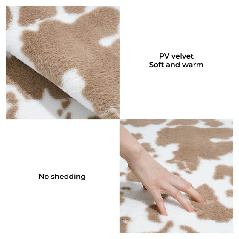 Abstract cow print pet throw, dual-purpose as furniture protection and a cozy animal accessory