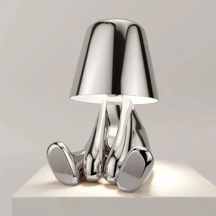 Ambient lighting table lamp, modern aesthetic, great for home office or living room.