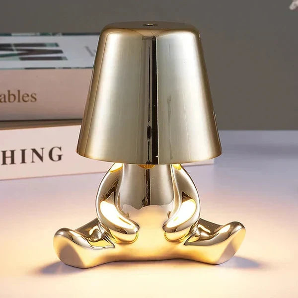 Contemporary LED bedside lamp offering ambient glow; ideal for modern bedroom decor.