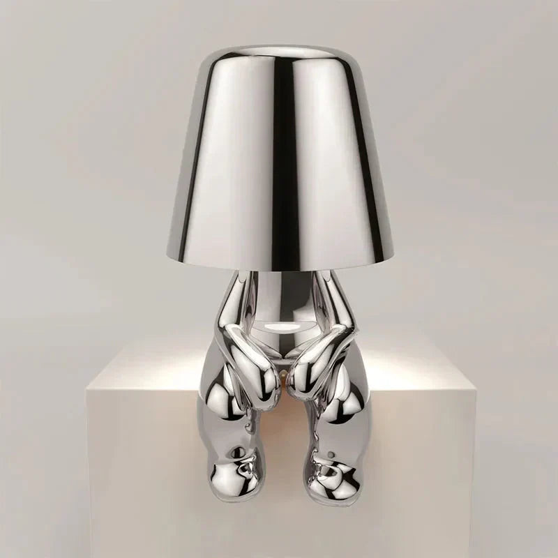 Bedside accent lamp, modern design with ambient LED light; perfect for nightstands.