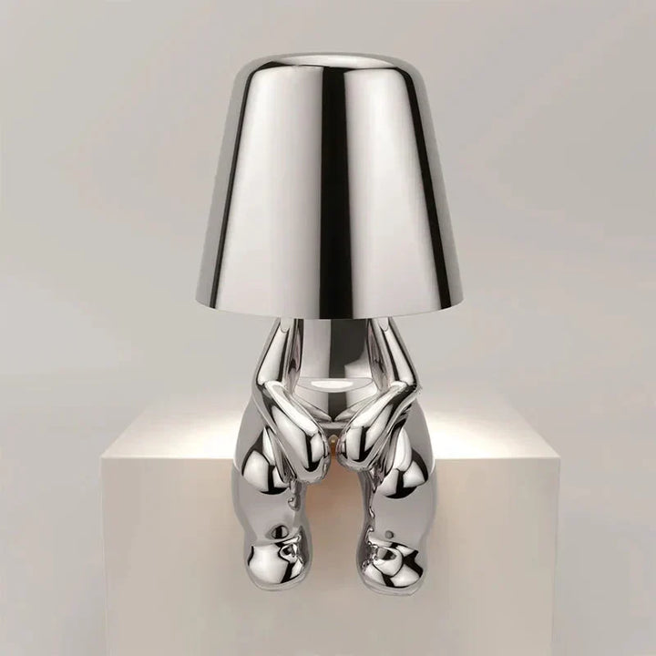Bedside accent lamp, modern design with ambient LED light; perfect for nightstands.