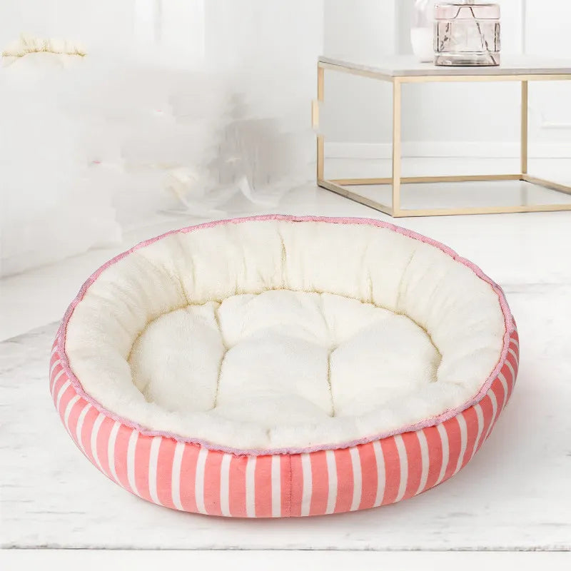 Stylish pet supplies: modern gray dog bed with black dots, plush interior for ultimate comfort