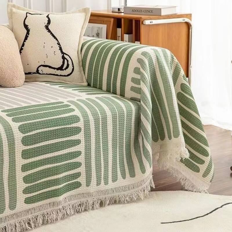Modern multi-color geometric pattern sofa cover, ideal for refreshing living room aesthetics