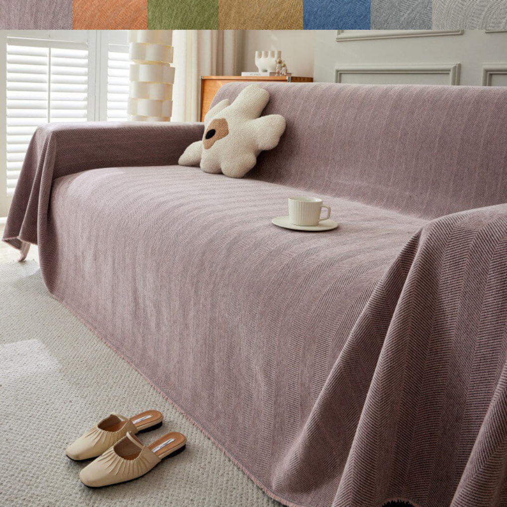 Detail of the jacquard geometric pattern on a durable, machine washable sofa cover