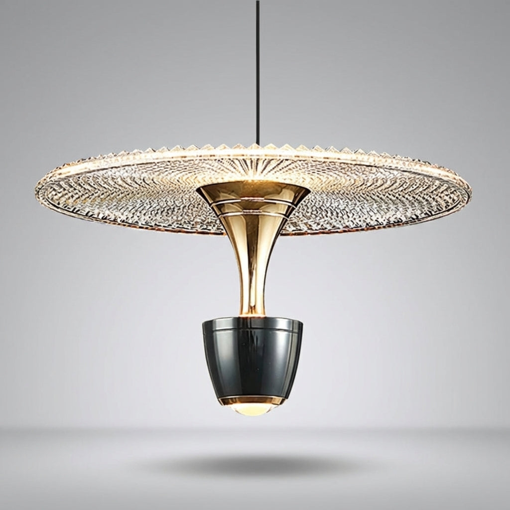 Sleek modern pendant light, Glissara design for dining room lighting.