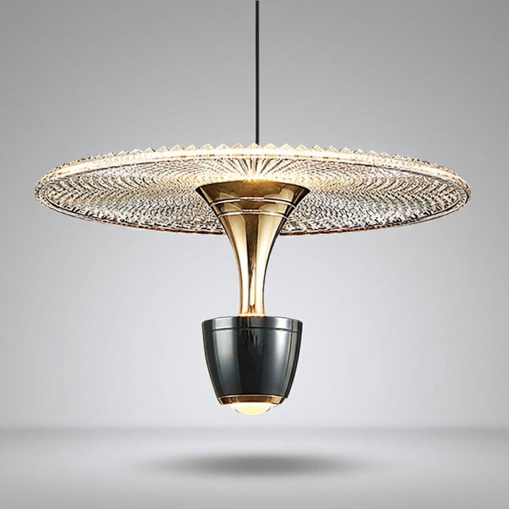 Sleek modern pendant light, Glissara design for dining room lighting.