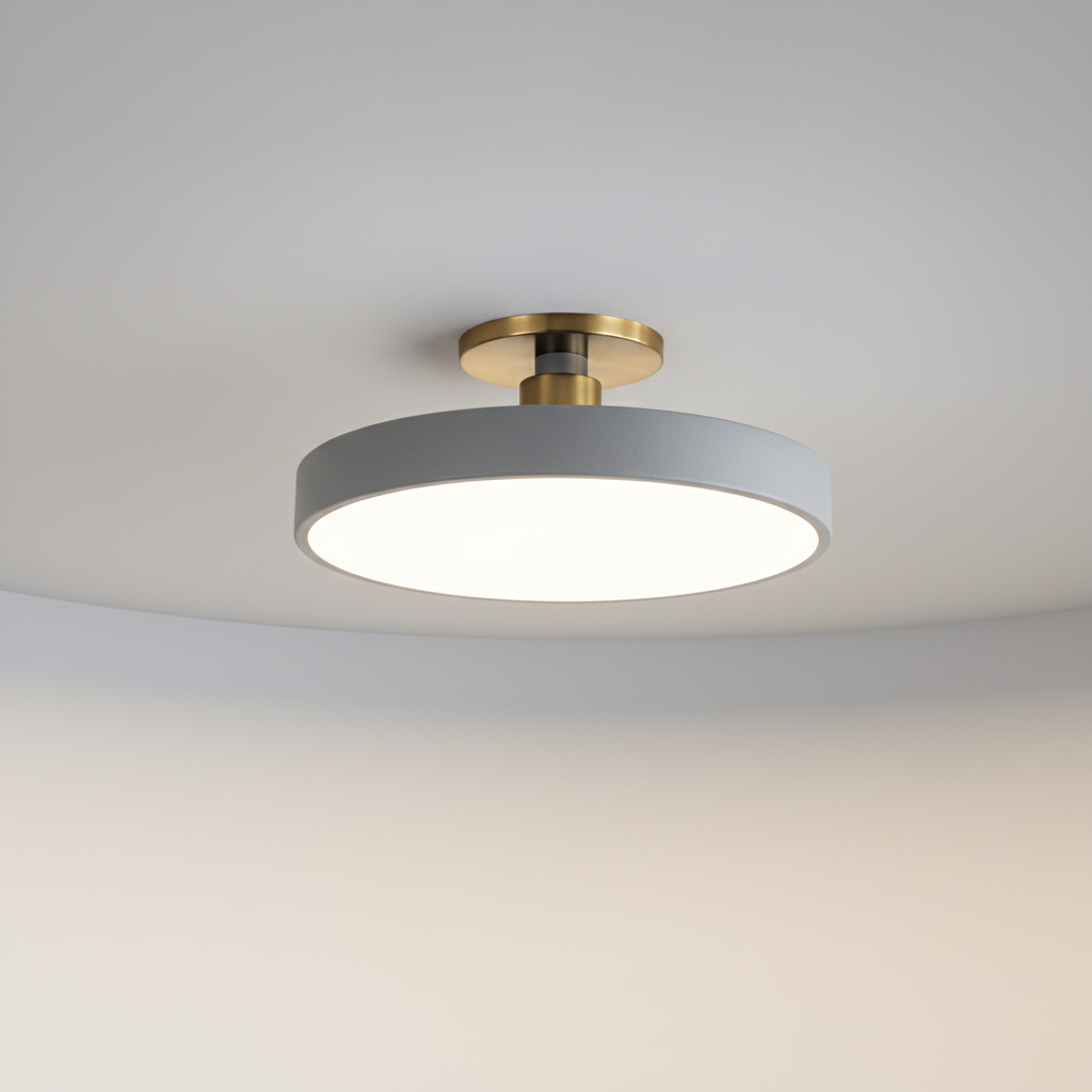Glare-free acrylic Nordic style LED ceiling light (Helligon) for soft, cozy ambient home decor.