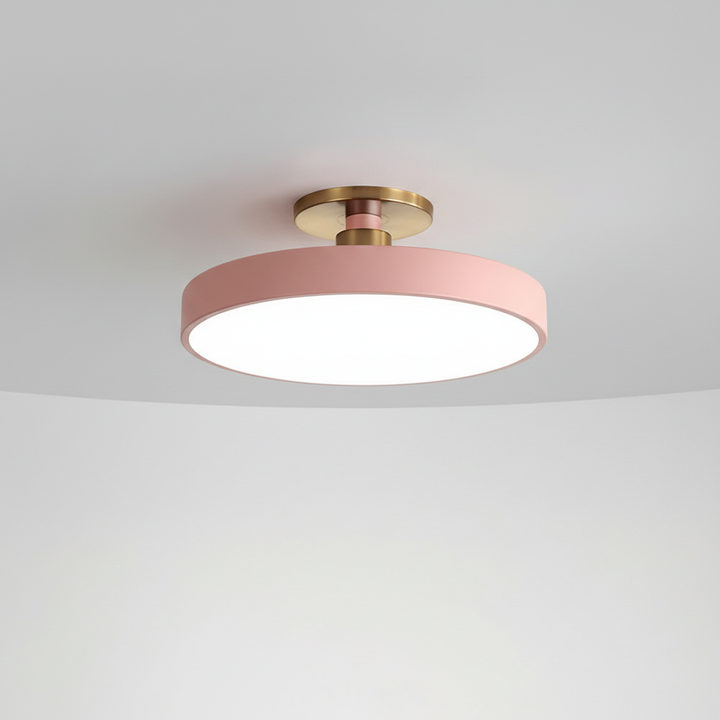 Stylish modern LED ceiling light, semi-recessed, delivering soft ambient illumination for contemporary home decor.