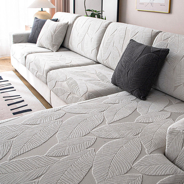 Durable anti-scratch and water-repellent couch cover, modern leaf jacquard, a home essential