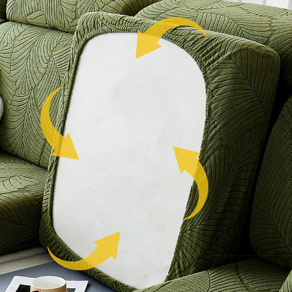 Jacquard leaf design sofa cover, excellent furniture protector, water repellent & pet friendly