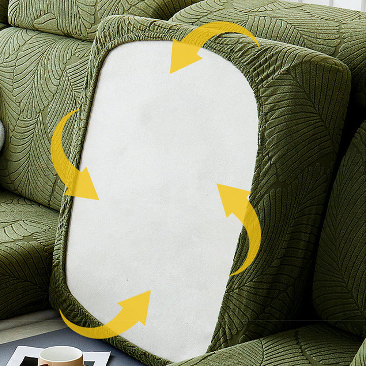 Jacquard leaf design sofa cover, excellent furniture protector, water repellent & pet friendly