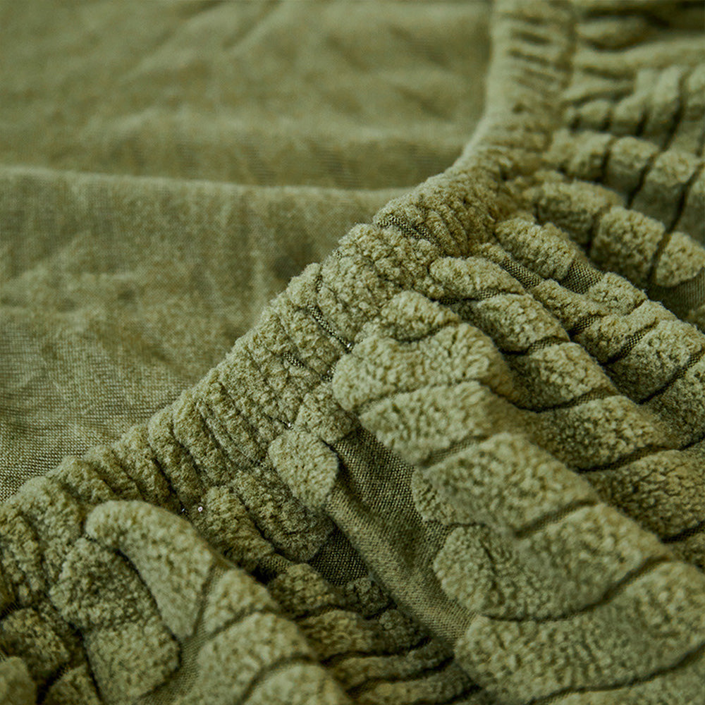 Sofa anti-scratch cover with contemporary leaf jacquard, water-resistant & stretch fit for couches
