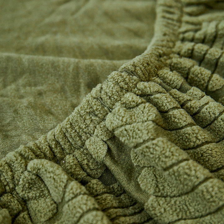 Sofa anti-scratch cover with contemporary leaf jacquard, water-resistant & stretch fit for couches