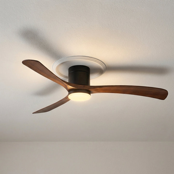 Modern design quiet ceiling fan with LED light and remote control for comfortable living spaces.