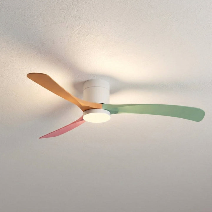 Quiet modern LED ceiling fan with convenient remote control for easy indoor lighting adjustments.