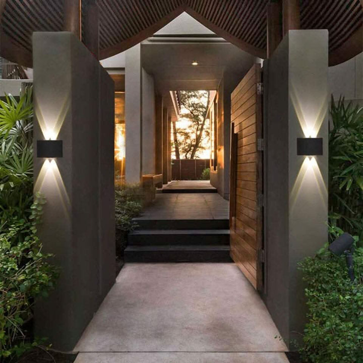 Durable wall-mounted LED light, ideal for energy-efficient driveway & home exterior illumination.