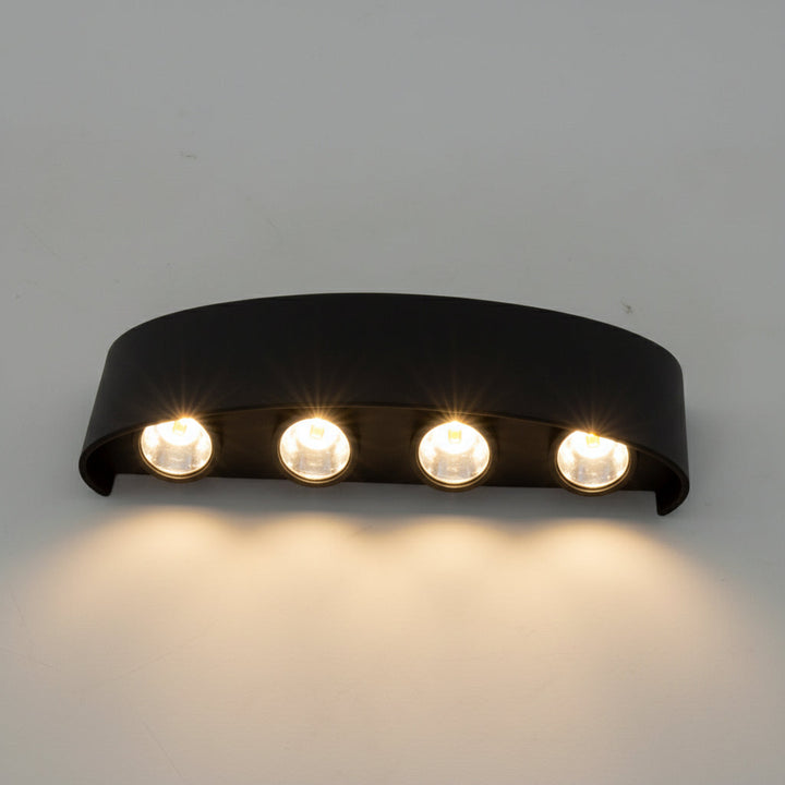 Sleek LED outdoor light fixture, modern design for home exterior, garden, and balcony lighting.