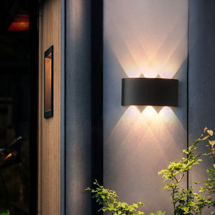 Weatherproof LED wall lamp, contemporary outdoor lighting for driveways & energy saving.
