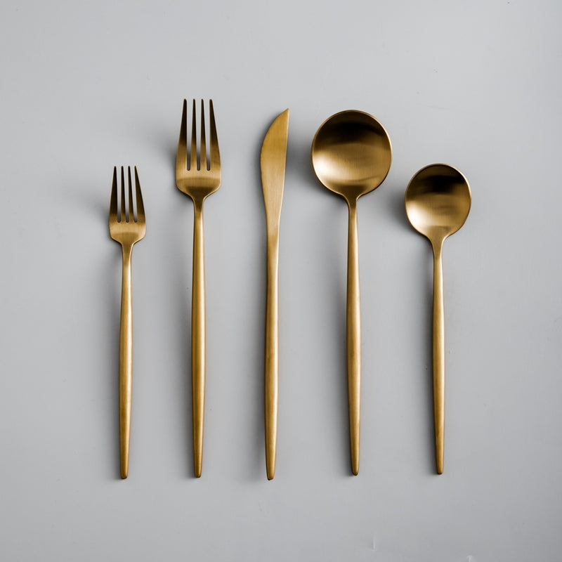 Modern minimalist cutlery set for elegant dining. PureSet modern flatware for home.