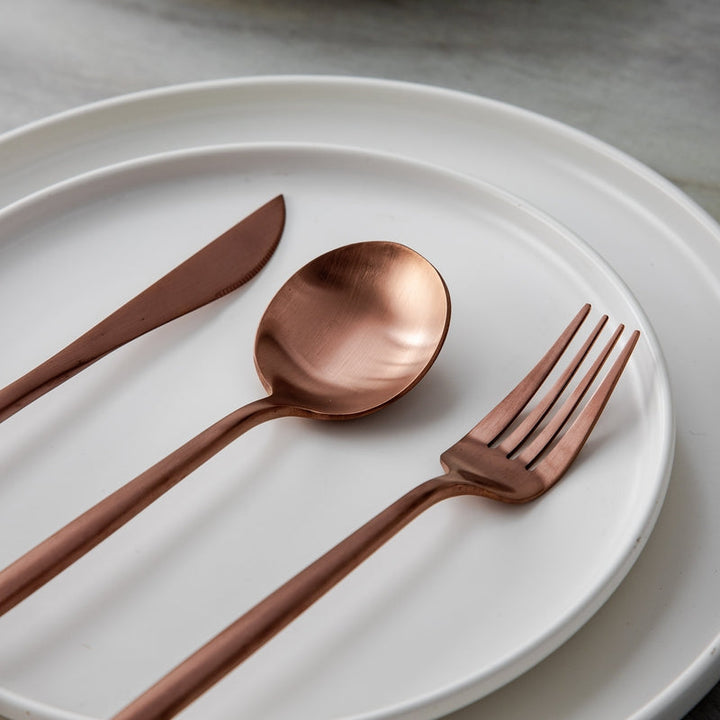 Black matte finish dining table set, very chic and functional. Modern tableware.