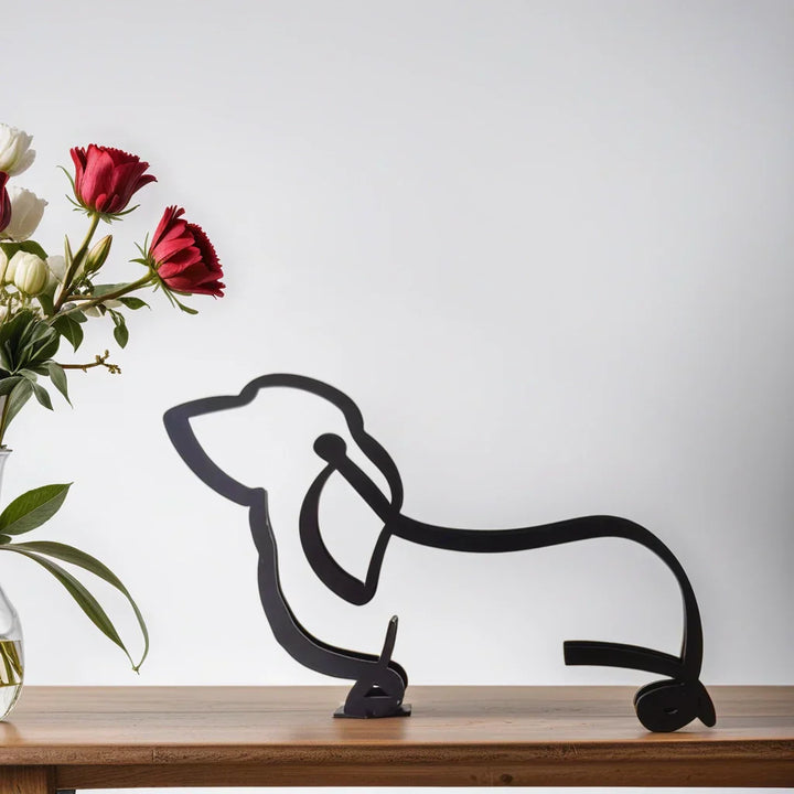 Clean-lined dog breed sculpture, white, contemporary pet decor accent