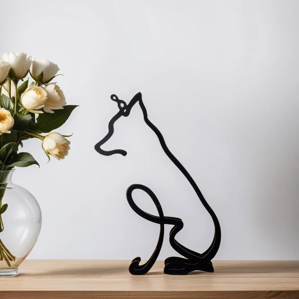 White minimalist pet dog sculpture, artistic home decor for animal lovers
