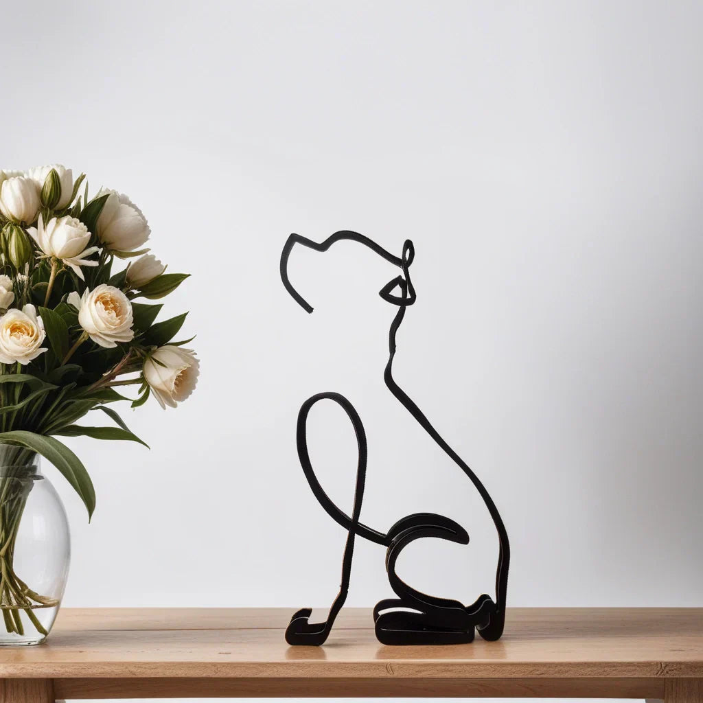 Abstract dog sculpture, minimalist aesthetic, a stylish pet decor piece