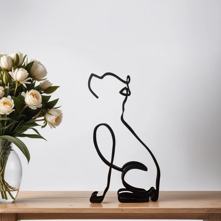Abstract dog sculpture, minimalist aesthetic, a stylish pet decor piece