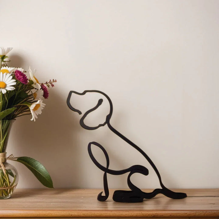 Sleek black cat figurine, minimalist animal sculpture, ideal for modern living rooms