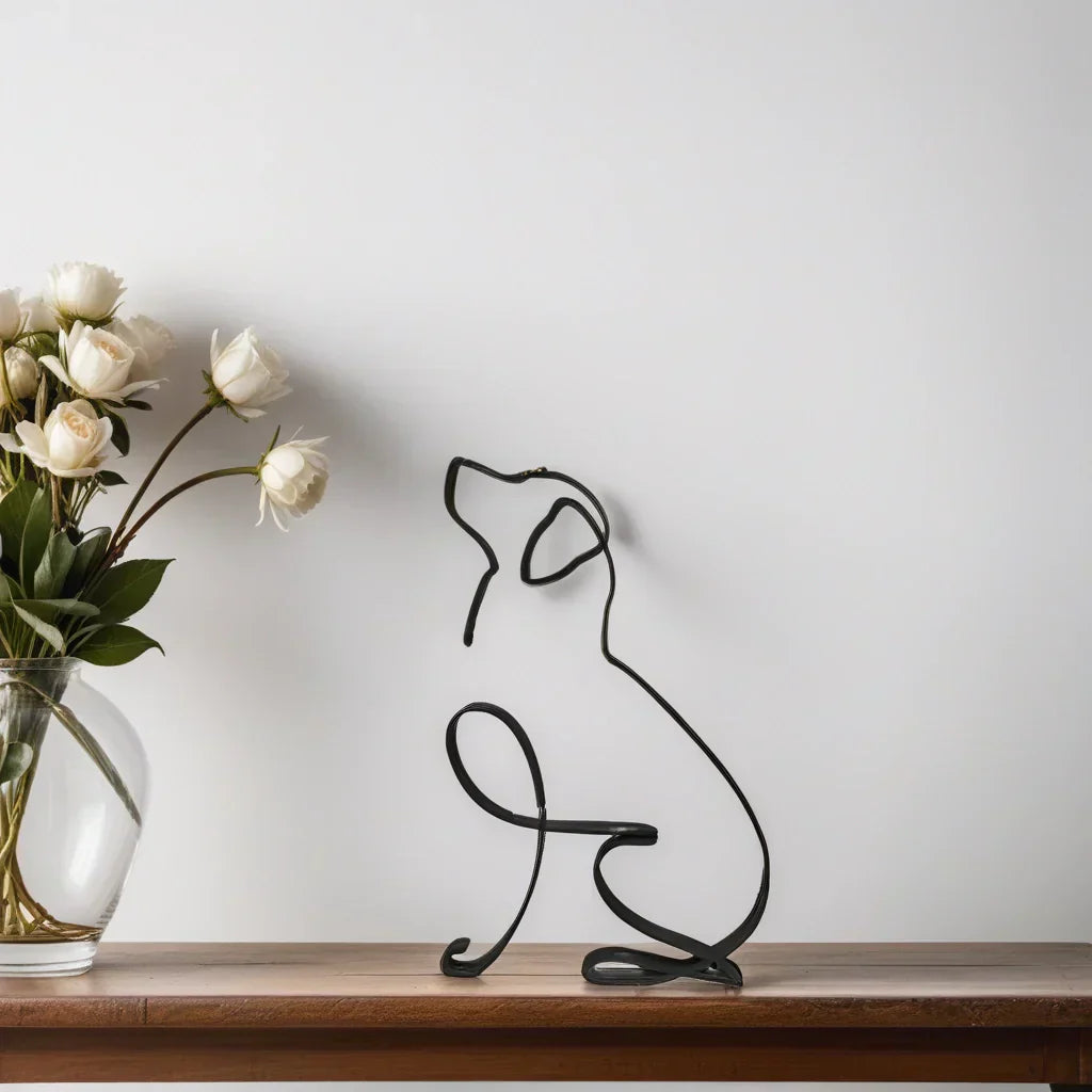 Elegant black cat sculpture, abstract design, home decor for cat enthusiasts