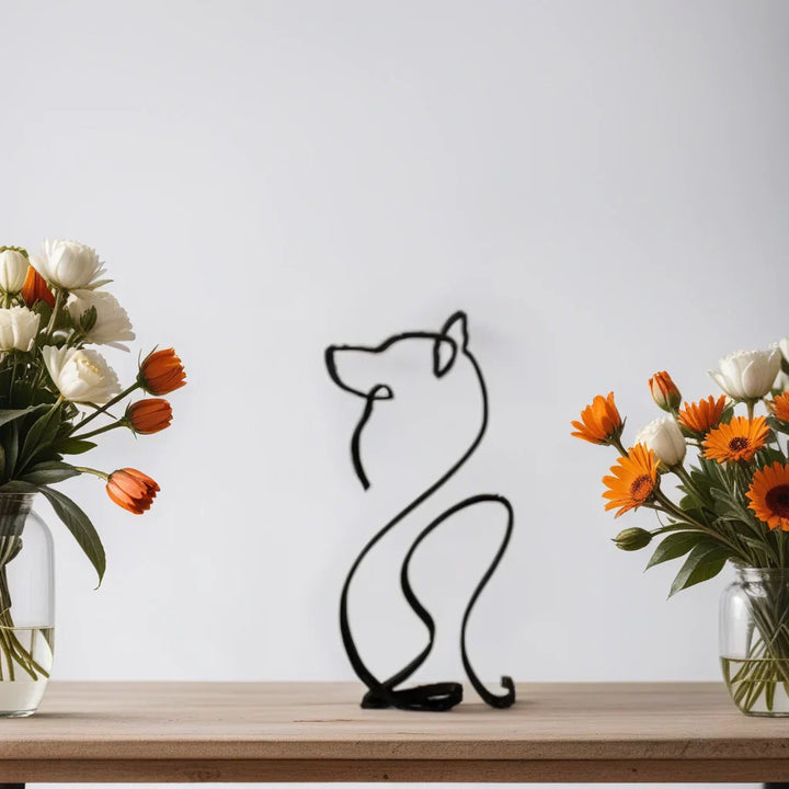 White pet dog sculpture, minimalist and modern, perfect for office decor