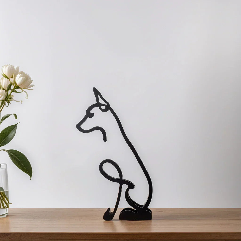 Stylish abstract cat art, black, a contemporary animal figurine