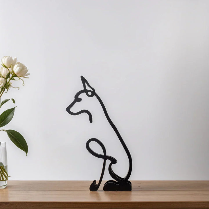 Stylish abstract cat art, black, a contemporary animal figurine