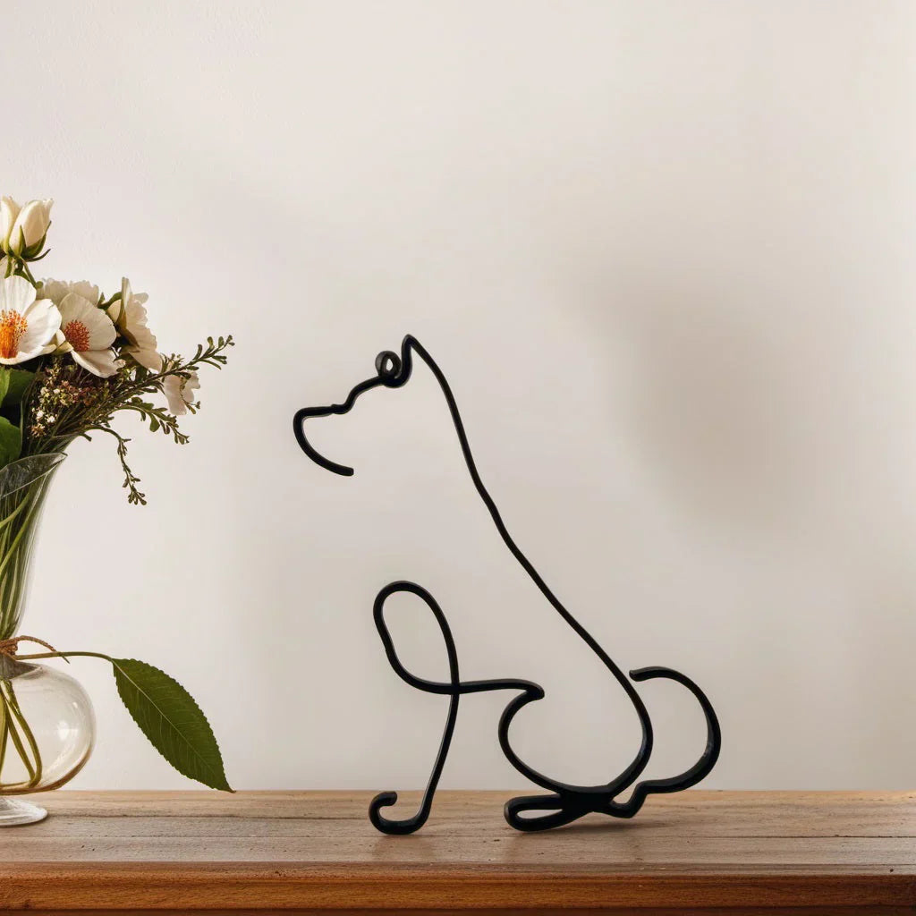 White abstract dog sculpture, modern pet art, perfect for gifting