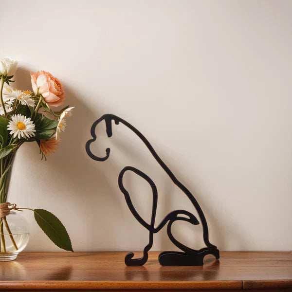 Modern minimalist pet dog sculpture, clean aesthetic, home decor animal art
