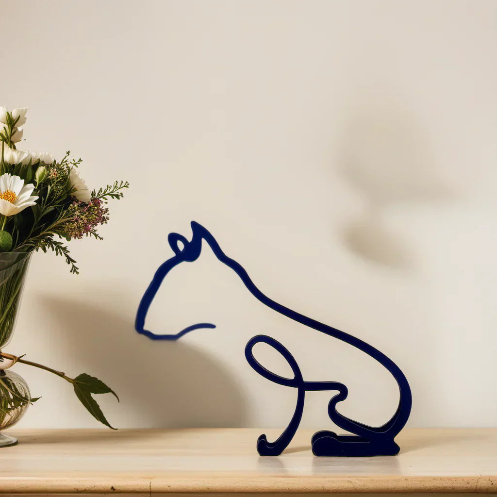 Elegant black cat statue, abstract, minimalist pet-themed living room decor
