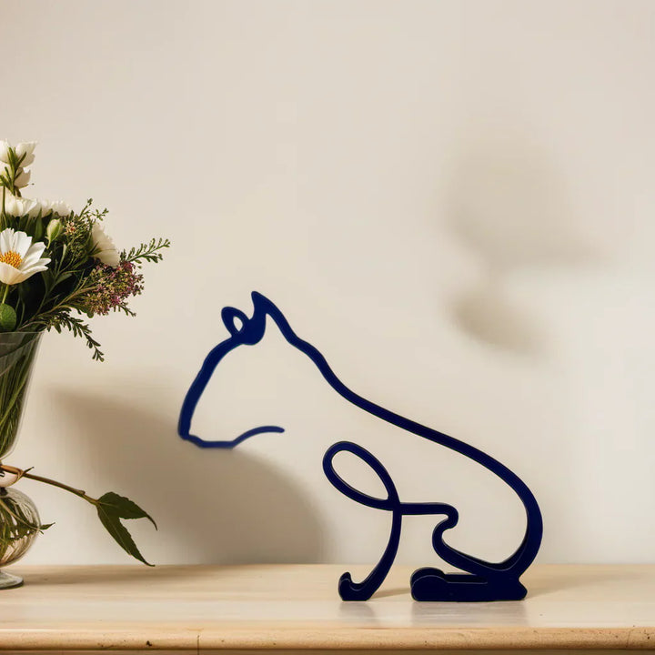 Elegant black cat statue, abstract, minimalist pet-themed living room decor