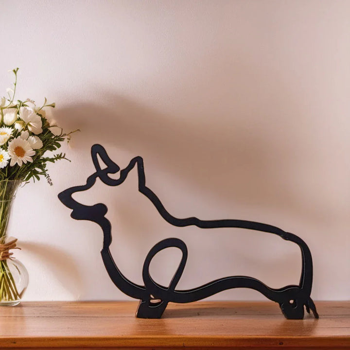 Abstract dog breed sculpture, modern white finish, contemporary pet decor