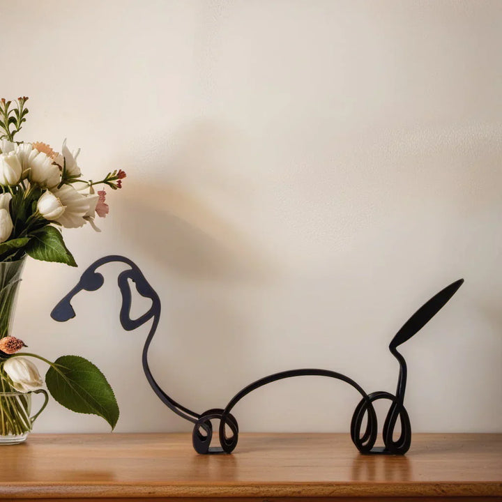 Geometric cat decor, black matte, minimalist animal figurine for any home